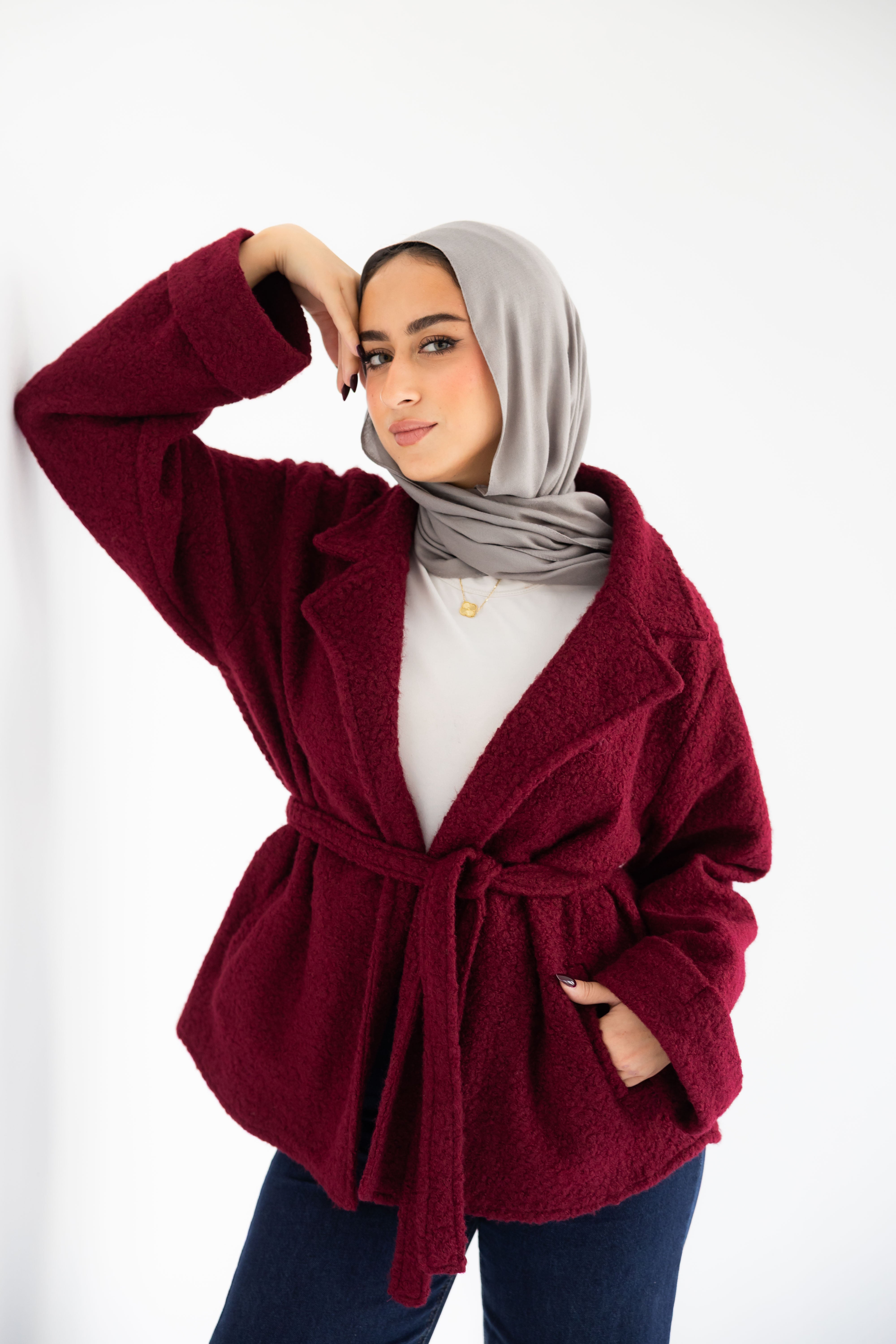 Fluffy jacket burgundy