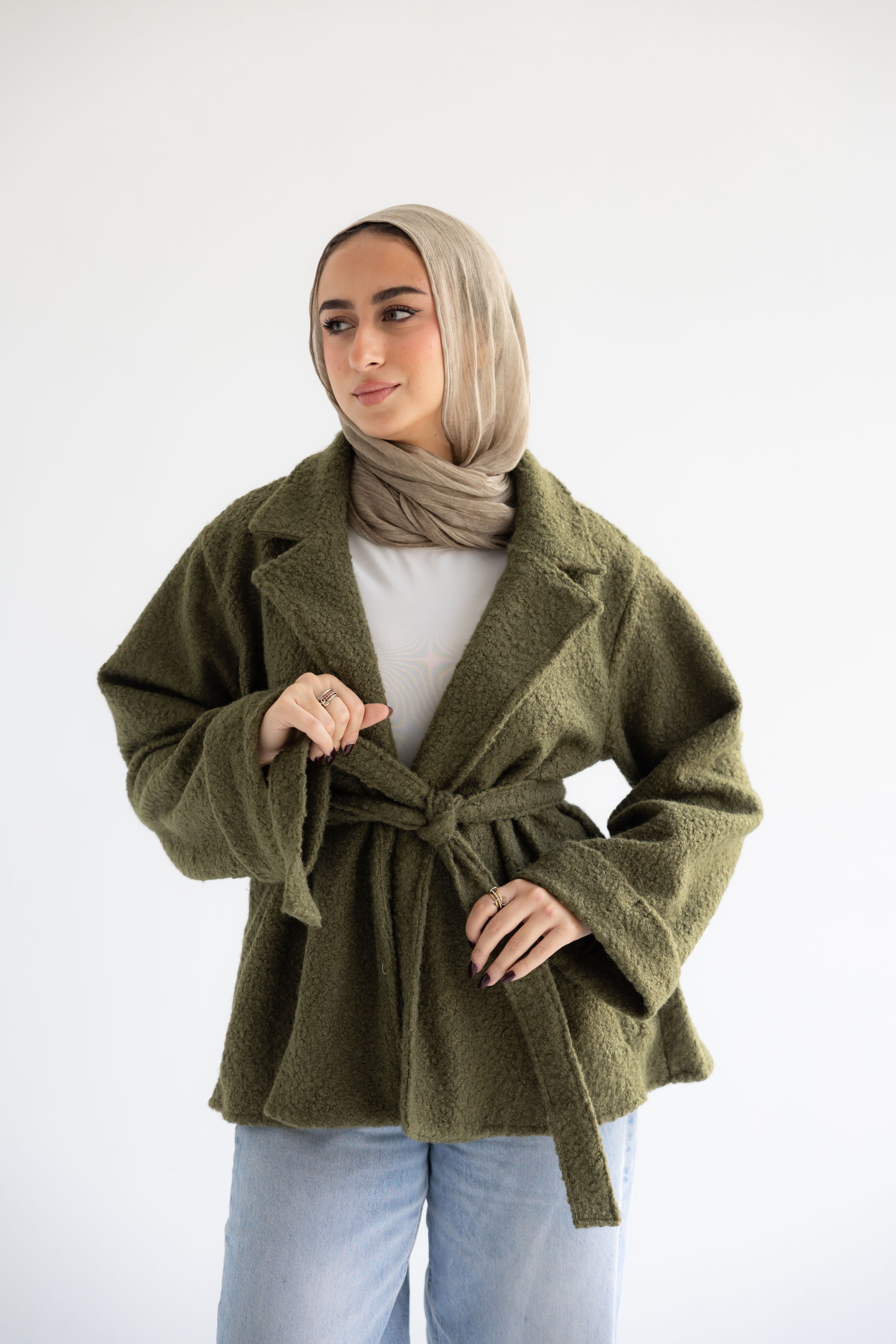 Fluffy jacket olive