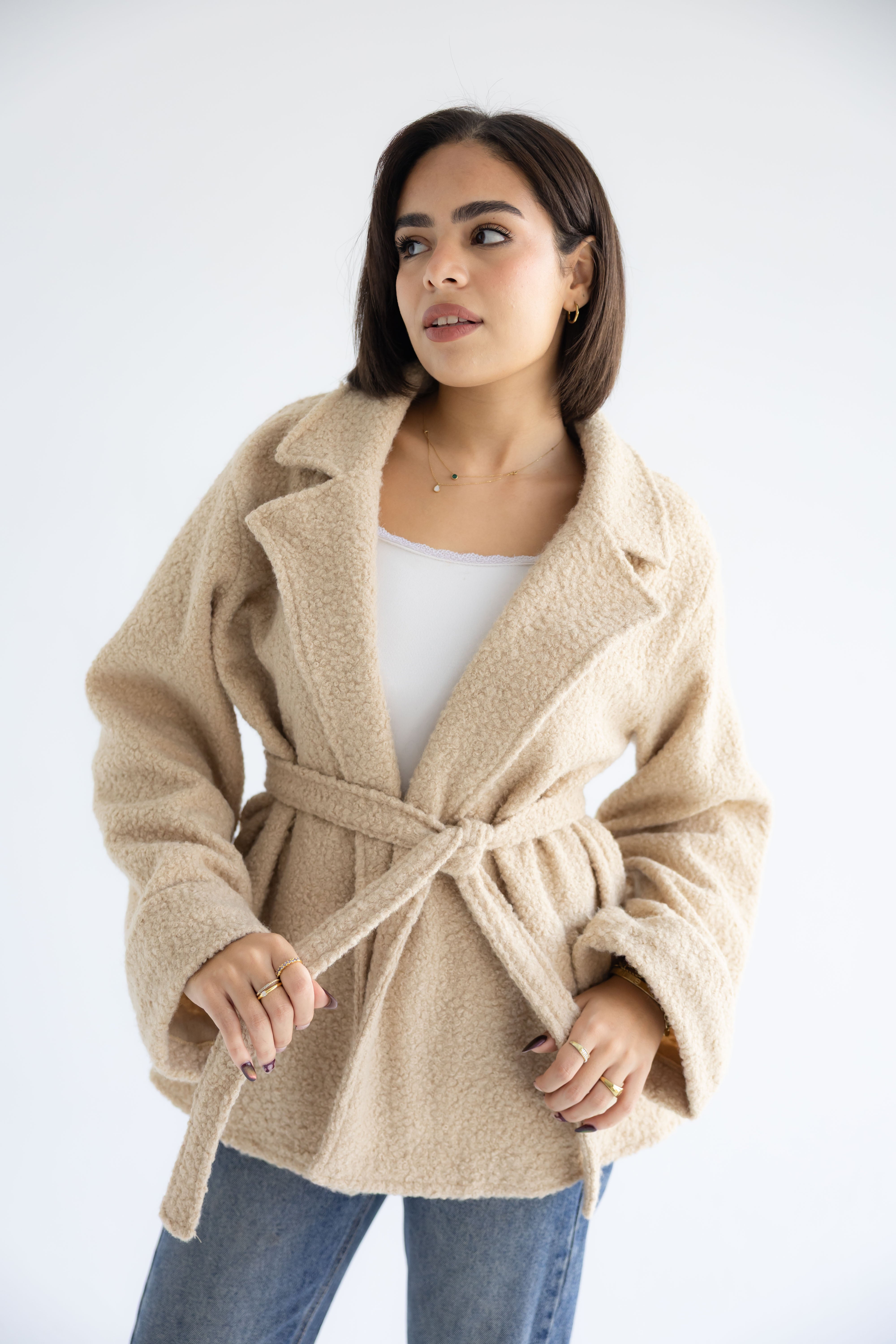 Fluffy jacket beige