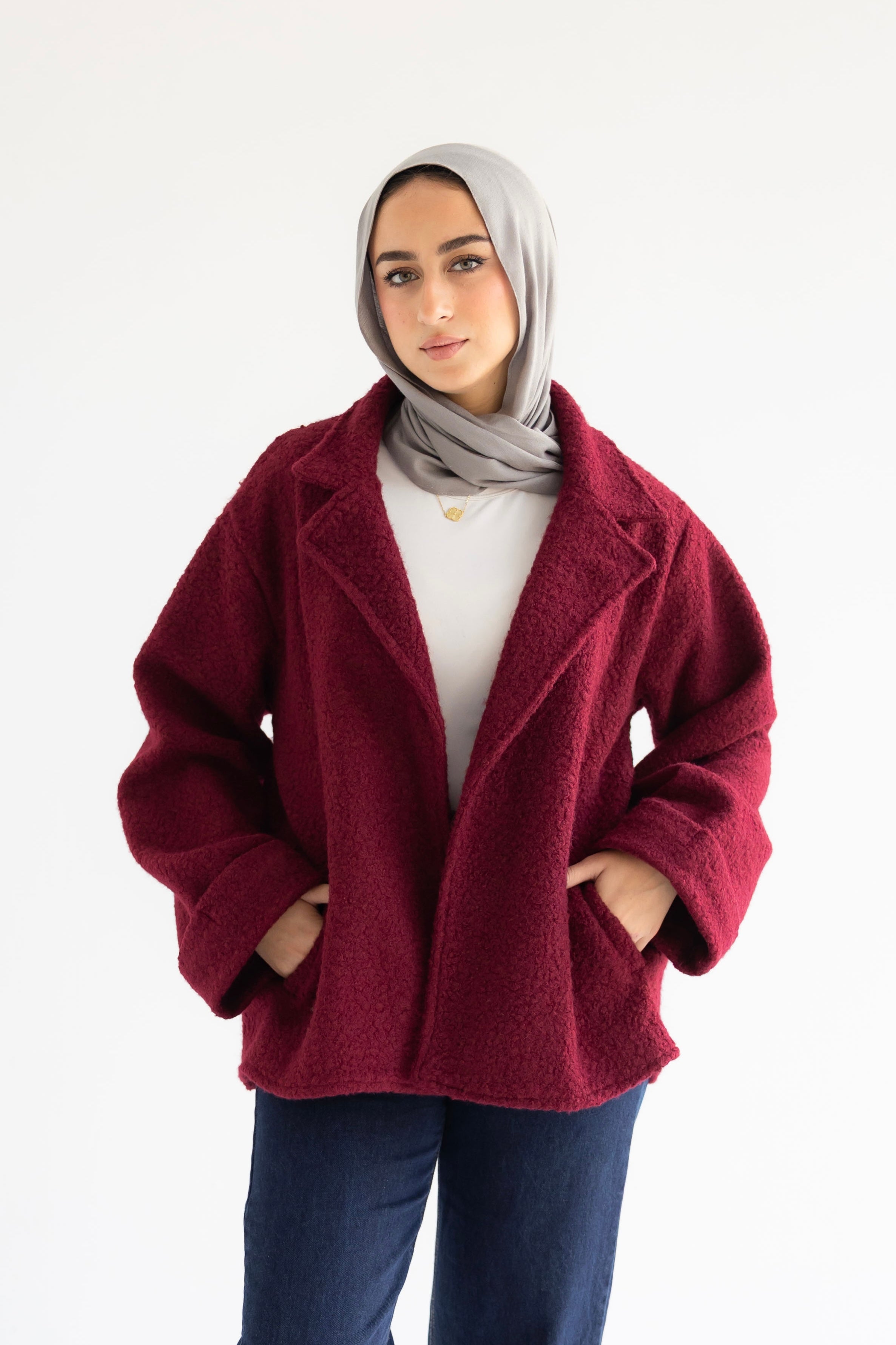 Fluffy jacket burgundy