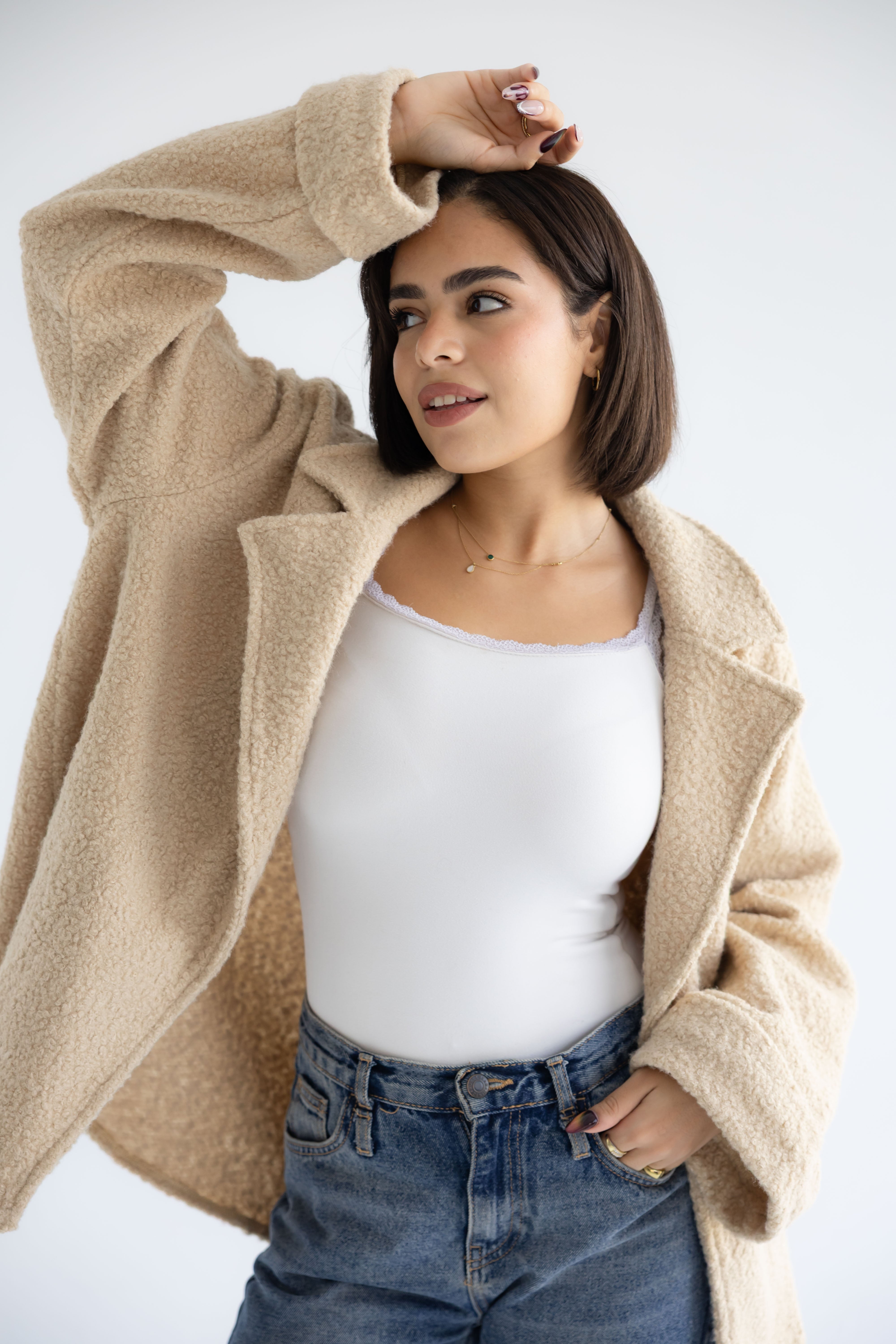 Fluffy jacket beige