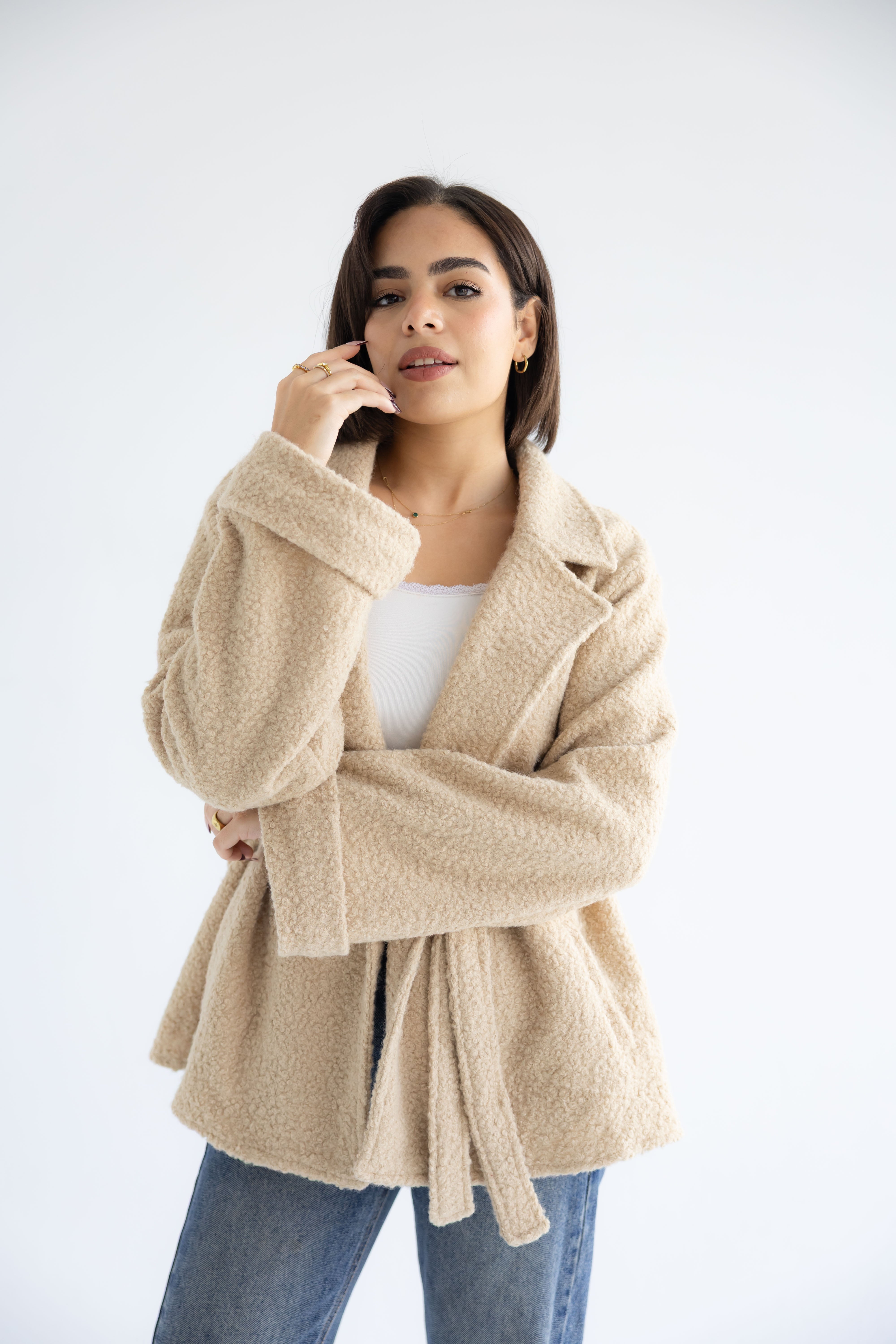 Fluffy jacket beige
