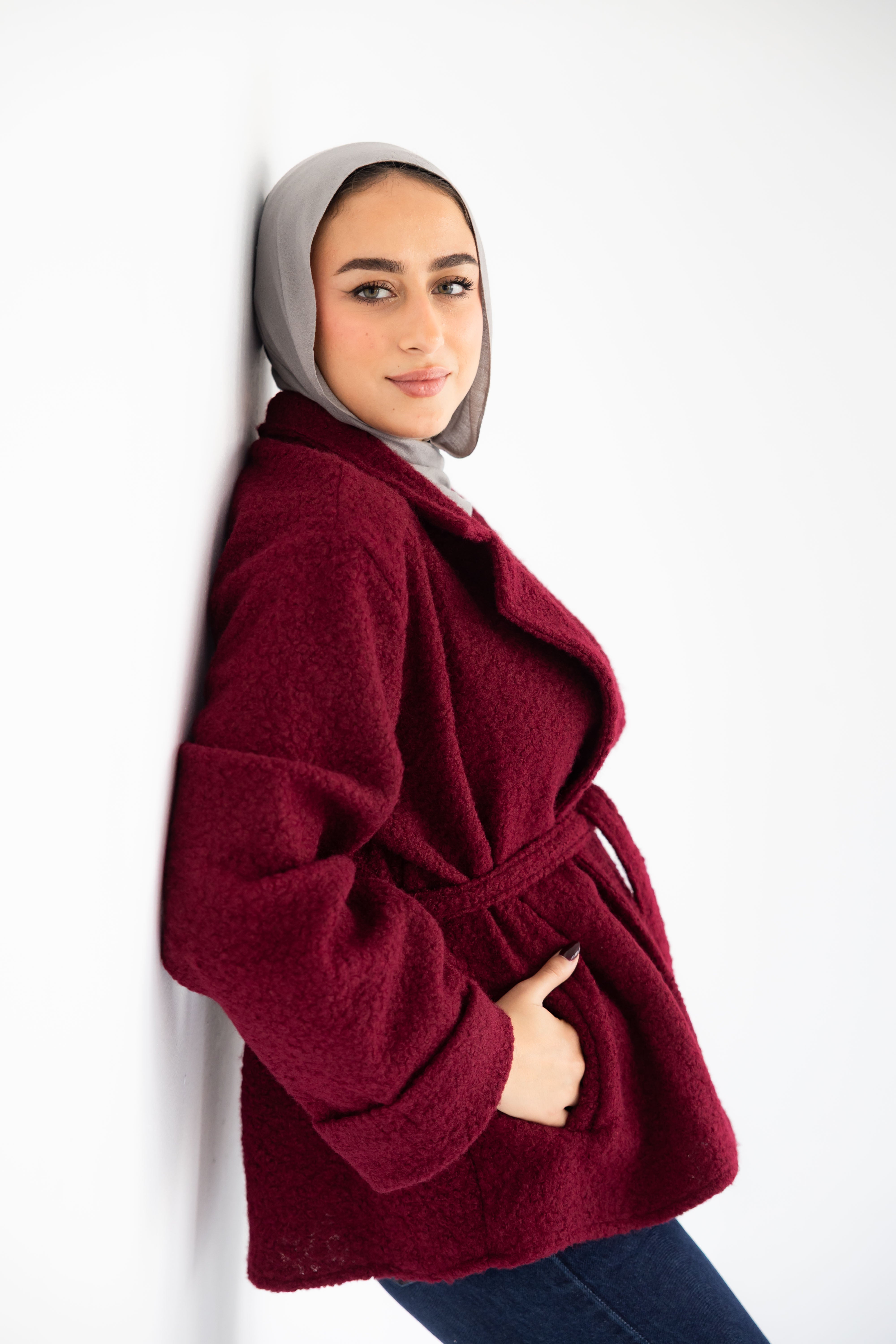 Fluffy jacket burgundy