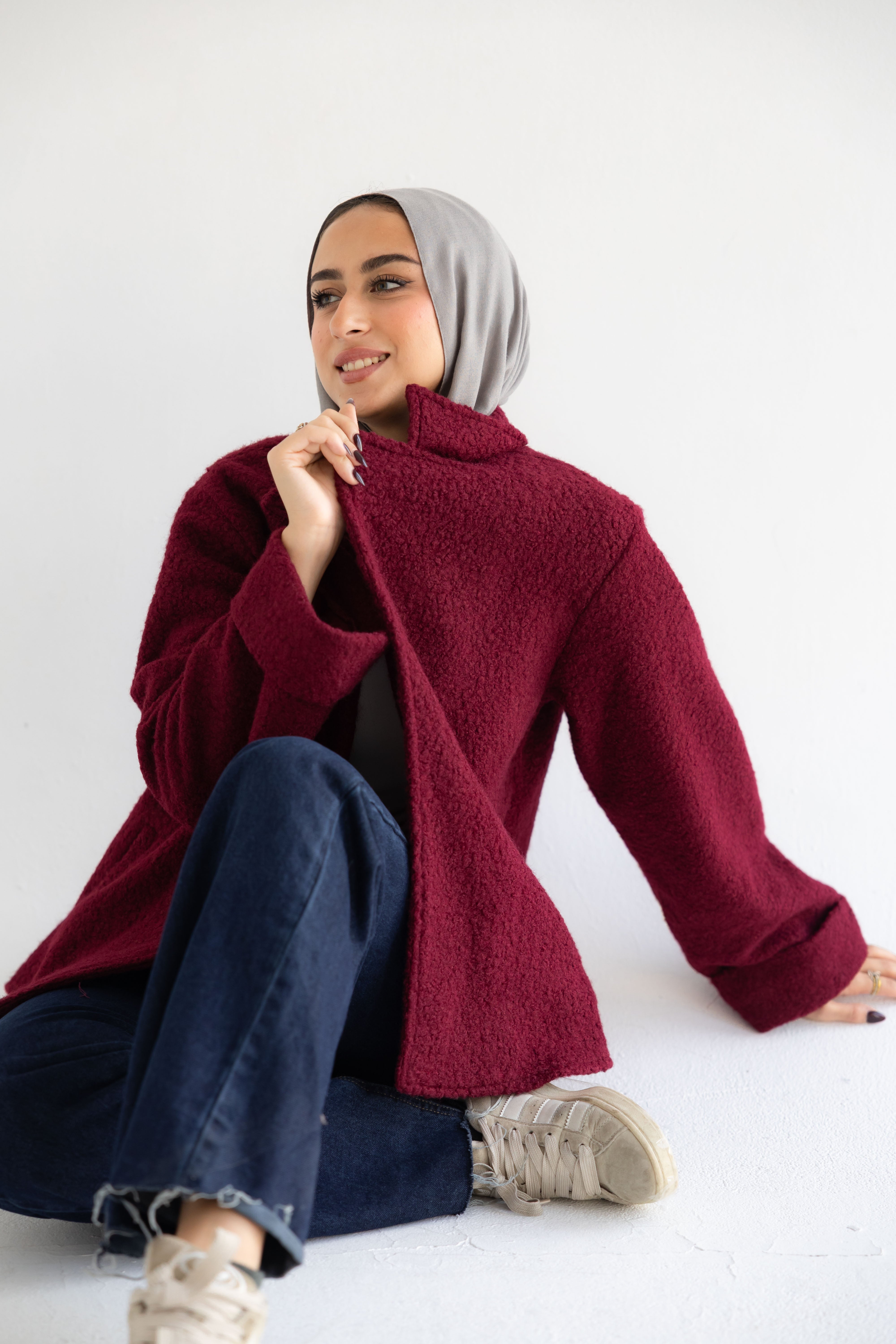 Fluffy jacket burgundy