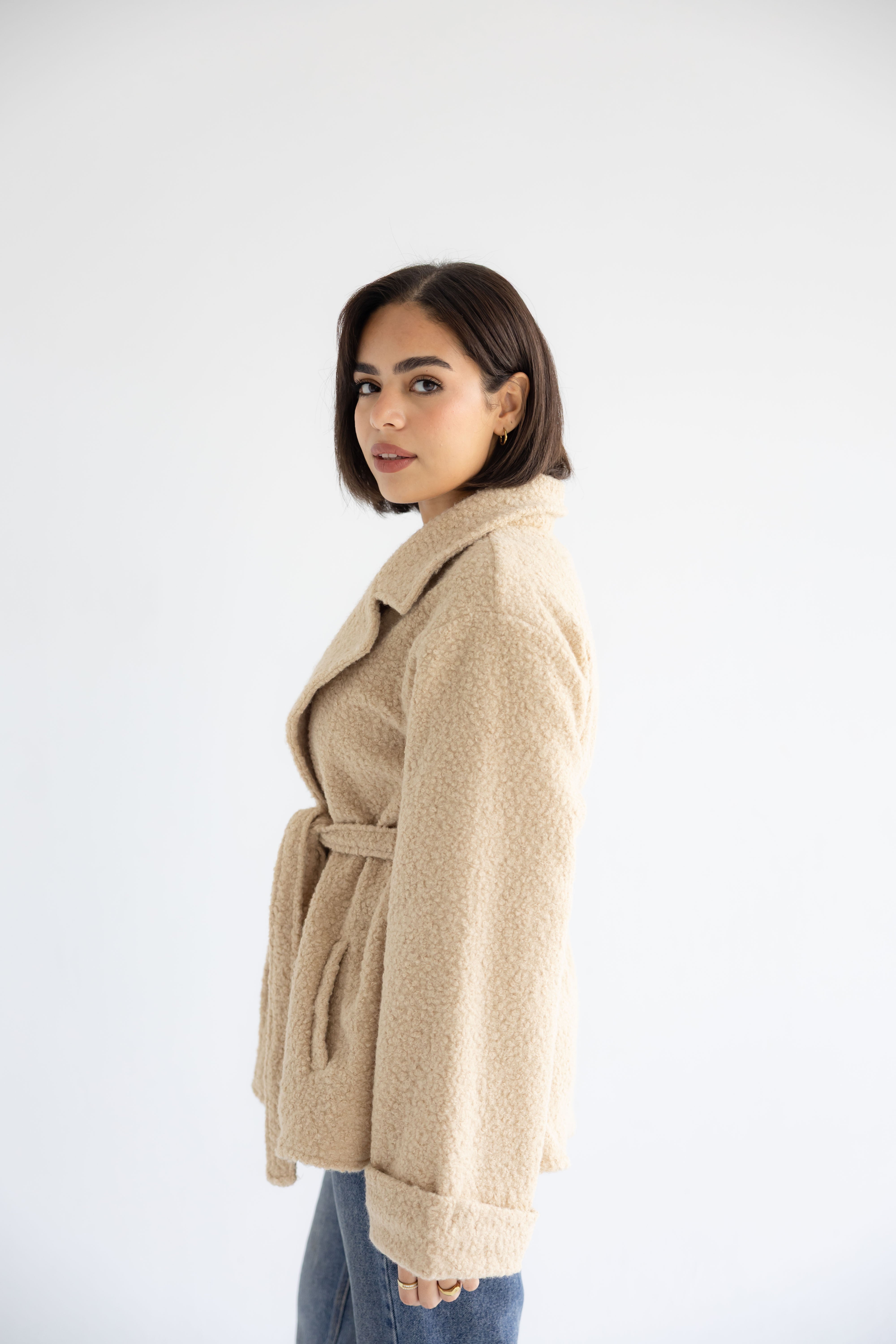 Fluffy jacket beige